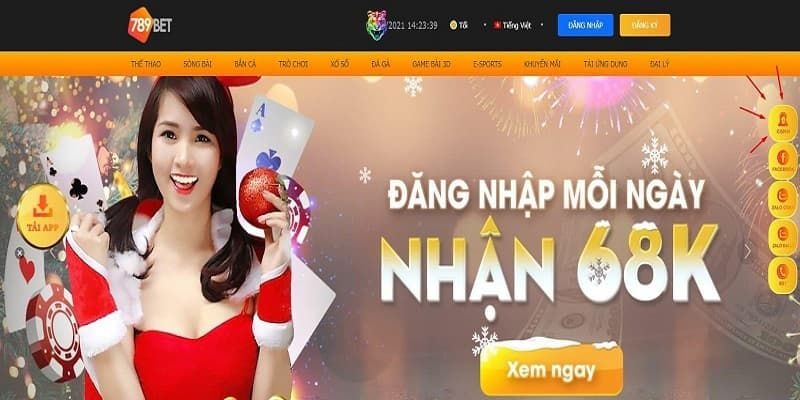 Quà tặng 68k khi người chơi đăng nhập vào tài khoản game mỗi ngày